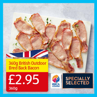 360g British Outdoor Bred Back Bacon - 2.95 360g