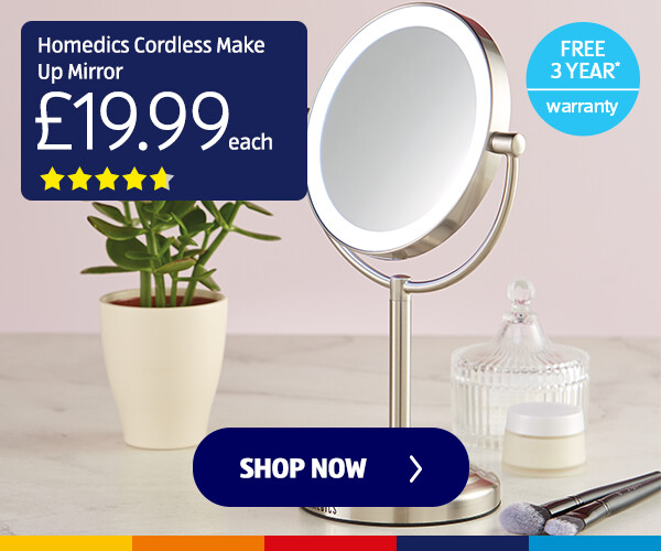 Homedics Cordless Make Up Mirror - Shop Now