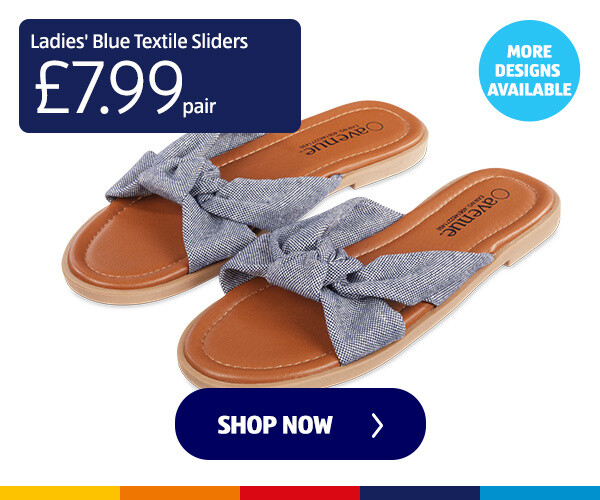 Ladies' Blue Textile Sliders