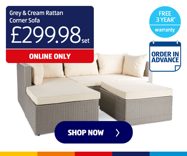 Grey & Cream Rattan Corner Sofa