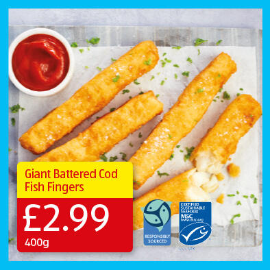 Giant Battered Cod Fish Fingers - 2.99 400g