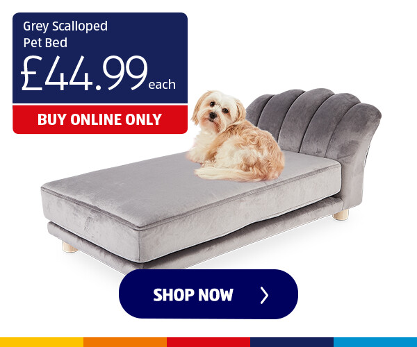 Grey Scalloped Pet Bed - Shop Now