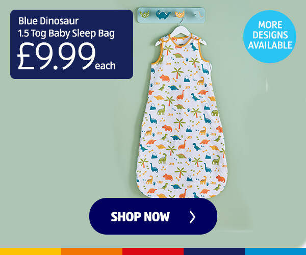 Blue Dinosaur 1.5 Tog Baby Sleep Bag - Shop Now