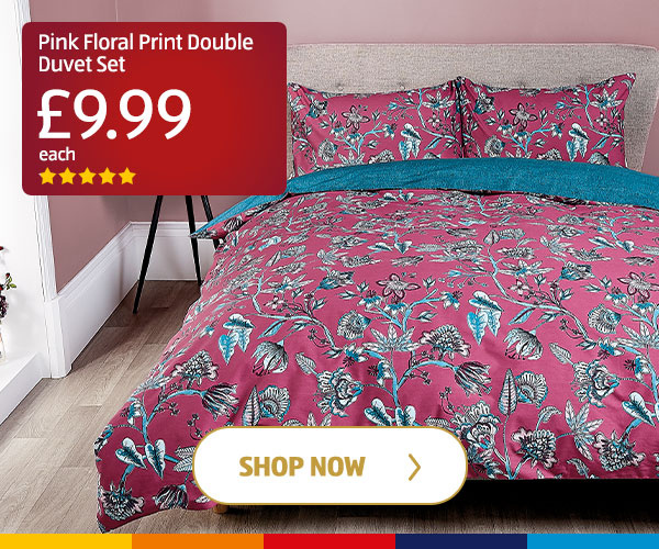 Pink Floral Print Double Duvet Set - Shop Now