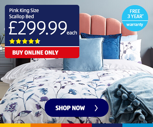 Pink King Size Scallop Bed - Shop Now