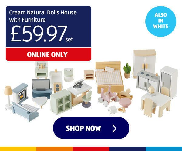 Natural Dolls House with Furniture