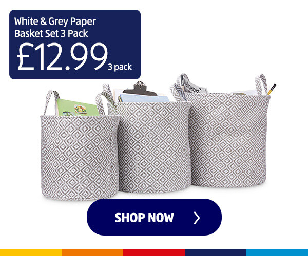 White & Grey Paper Basket Set 3 Pack