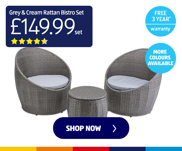 Grey & Cream Rattan Bistro Set