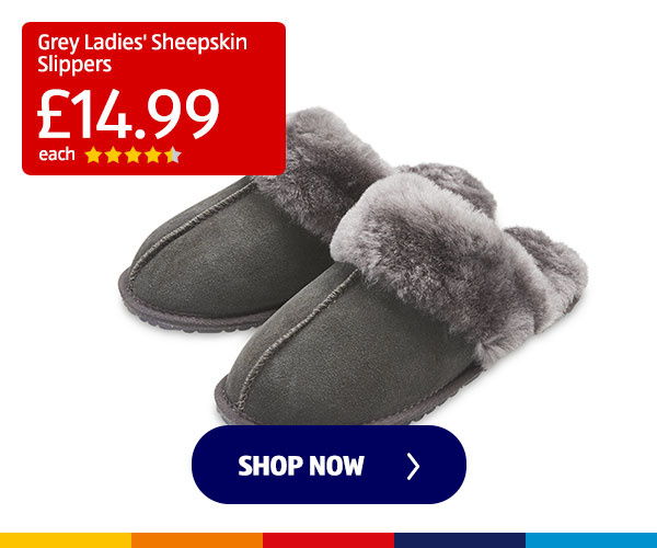 Grey Ladies' Sheepskin Slippers- Shop Now