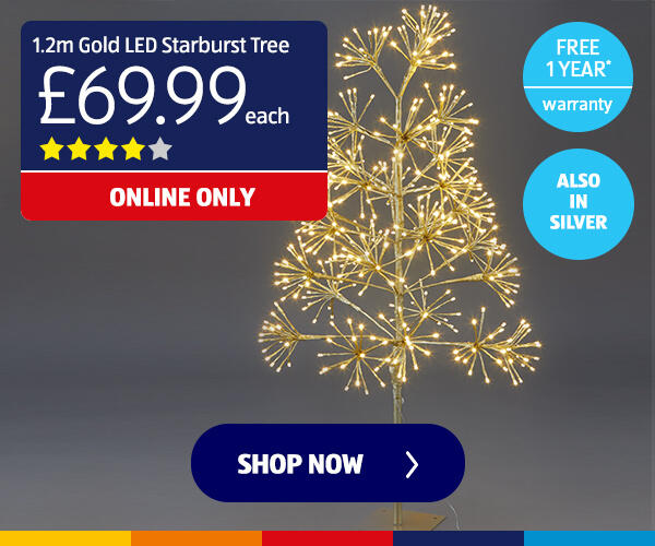 1.2m Gold LED Starburst Tree