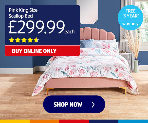 Pink King Size Scallop Bed - Shop Now