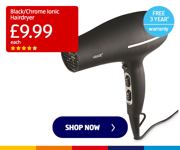 Black/Chrome Ionic Hairdryer - Shop Now