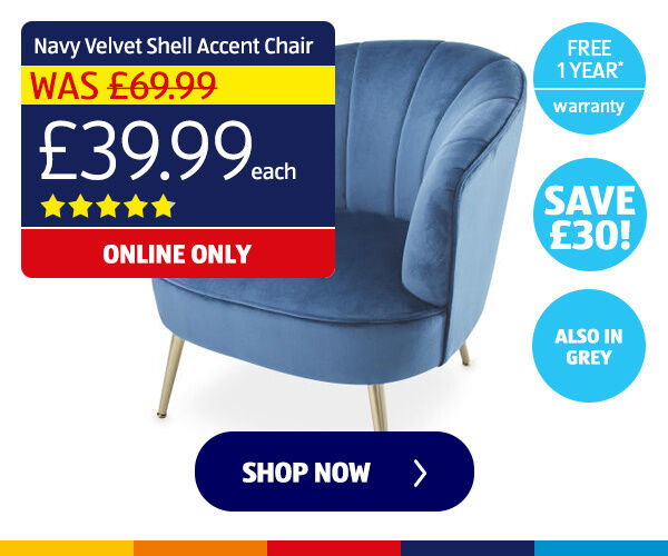 Navy Velvet Shell Accent Chair