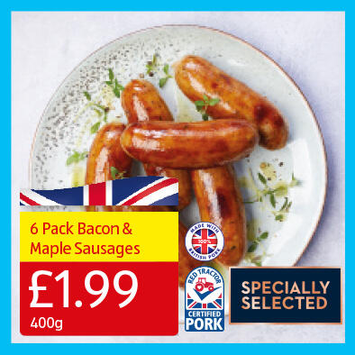 6 Pack Bacon & Maple Sausages - 1.99 400g