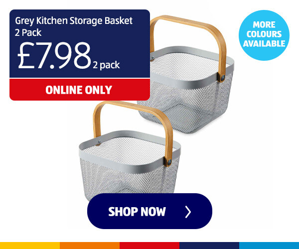 Grey Kitchen Storage Basket 2 Pack