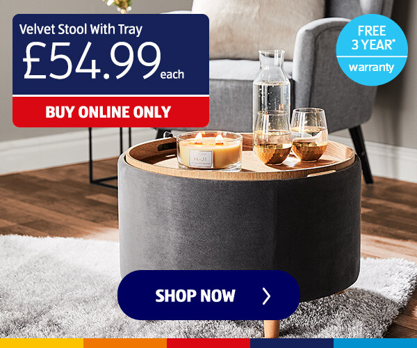 Velvet Stool With Tray