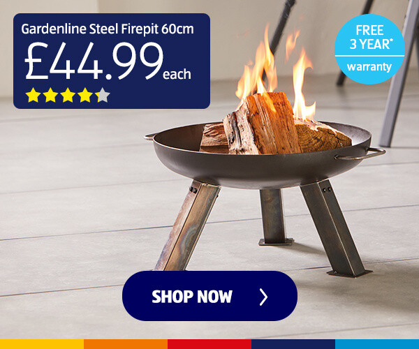 Gardenline Steel Firepit 60cm - 44.99 each