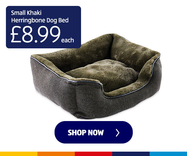 Small Khaki Herringbone Dog Bed - Shop Now