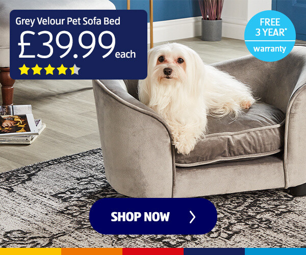 Grey Velour Pet Sofa Bed