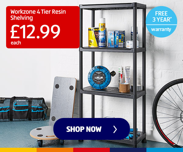 Workzone 4 Tier Resin Shelving- Shop Now