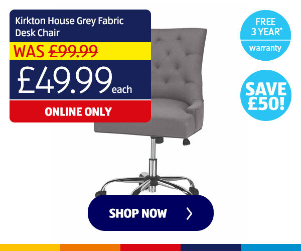 Kirkton House Grey Fabric Desk Chair