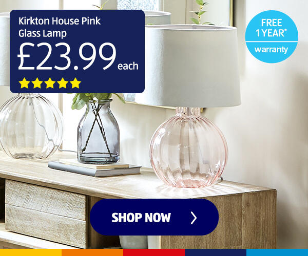 Kirkton House Pink Glass Lamp - Shop Now