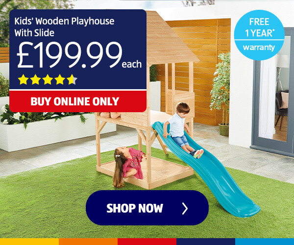 Kids' Wooden Playhouse With Slide