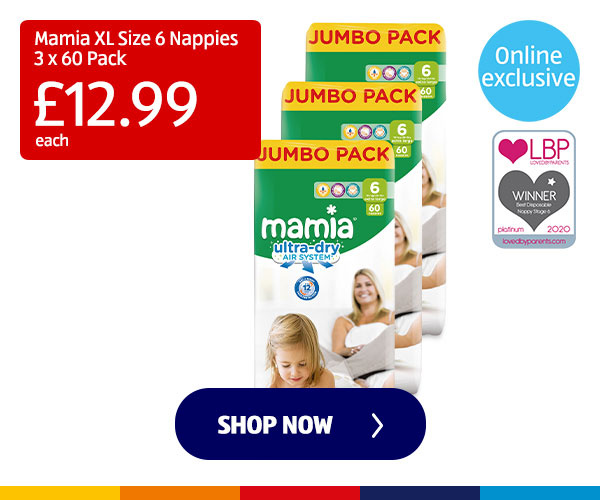 Mamia XL Size 6 Nappies 3 x 60 Pack - Shop Now