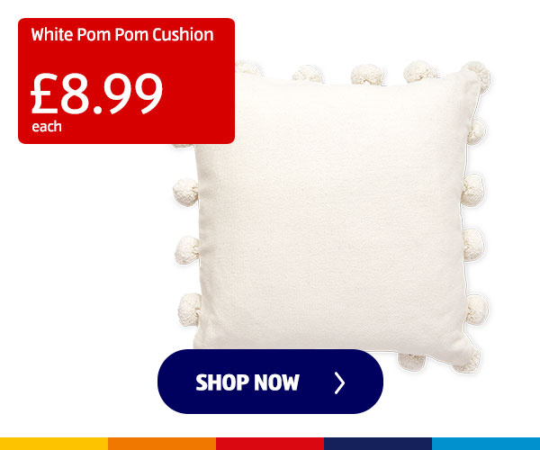 White Pom Pom Cushion - Shop Now