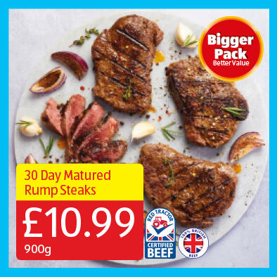 900g 4 Pack Rump Steaks 30 Day Matured - 10.99 900g