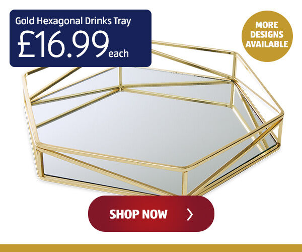 Gold Hexagonal Drinks Tray