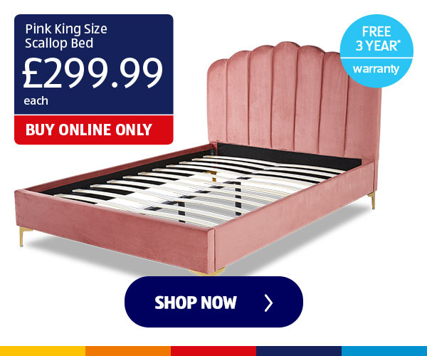 Pink King Size Scallop Bed - Shop Now