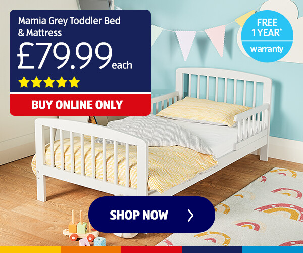 Mamia Grey Toddler Bed & Mattress - Shop Now