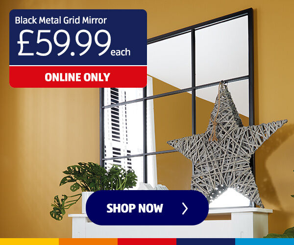 Black Metal Grid Mirror