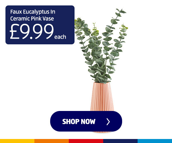 faux eucalyptus in ceramic pink vase - Shop Now