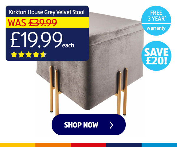 Kirkton House Grey Velvet Stool