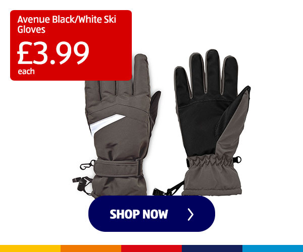 Avenue Black/White Ski Gloves - Shop Now