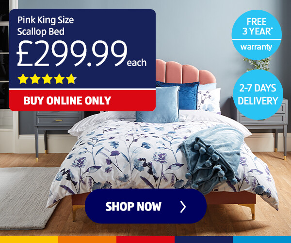 Pink King Size Scallop Bed - Shop Now