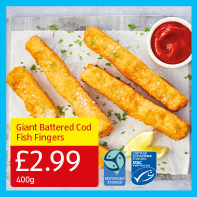 Giant Battered Cod Fish Fingers - 2.99 400g