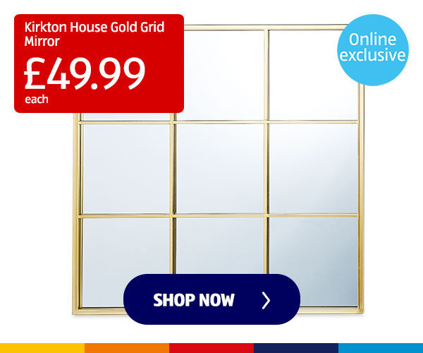 Kirkton House Gold Grid Mirror - Shop Now