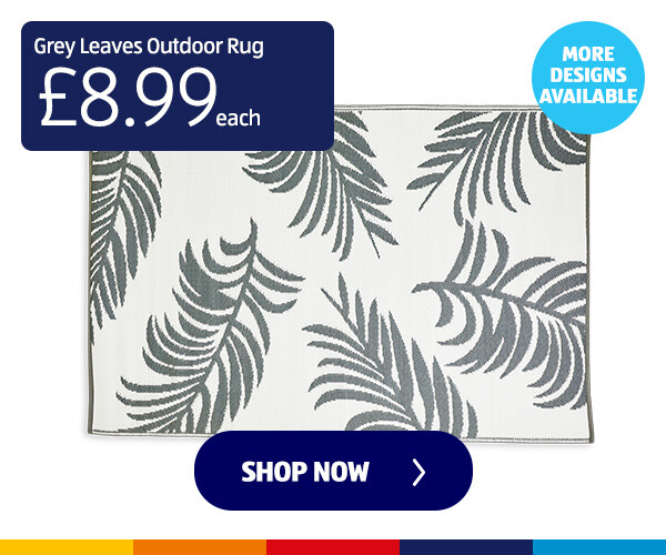 Grey Leaves Outdoor Rug