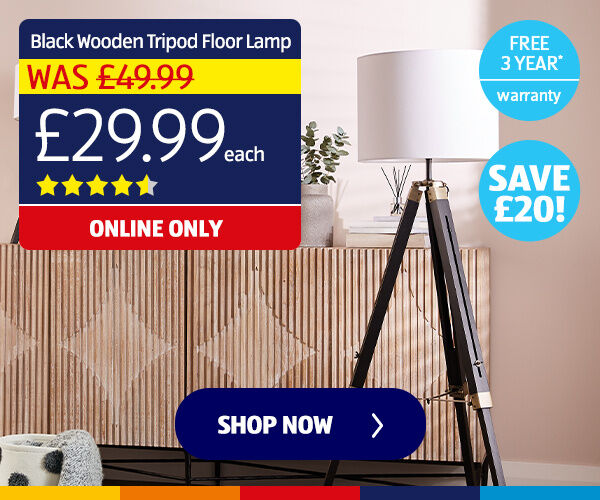 Black Wooden Tripod Floor Lamp