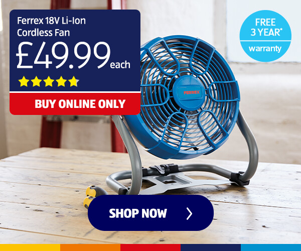 Ferrex 18V Li-Ion Cordless Fan - Shop Now