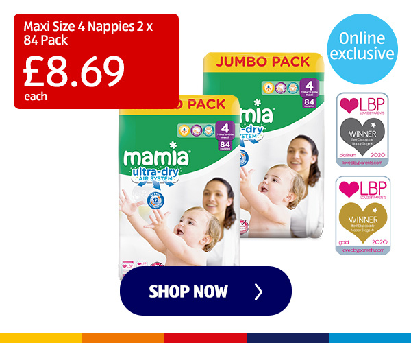 Maxi Size 4 Nappies 2 x 84 Pack - Shop Now