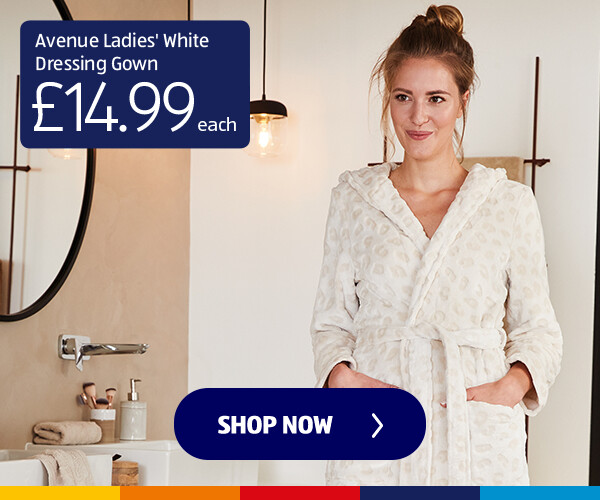 Avenue Ladies' White Dressing Gown - Shop Now