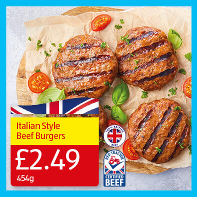 Italian Style Beef Burgers - 2.49 454g