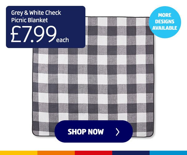 Grey & White Check Picnic Blanket - Shop Now