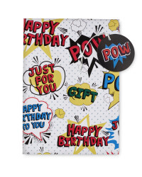 'POW' Design Birthday Wrap
