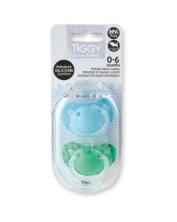 Tiggy 0-6 Green/Blue Soothers 2 Pack
