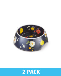 Medium Navy Floral Pet Bowl 2 Pack